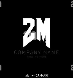 ZM Letter Logo Design. Initial letters ZM gaming's logo icon for technology companies. Tech letter ZM minimal logo design template. ZM letter design v Stock Vector
