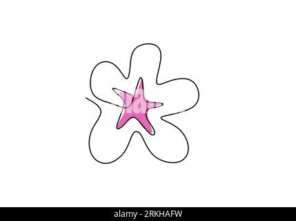 One continuous line drawing of cherry blossom. Beauty Sakura branch with flower isolated on white background. Blooming Apple tree hand drawn line art Stock Vector