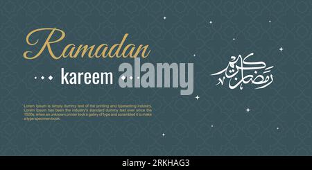 Happy Eid Mubarak sale banner design. Arabic 'Ramadan Kareem' with floral arabic background. Traditional islamic banner design. Iftar party celebratio Stock Vector