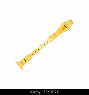 Flute flat icon. Woodwind instruments, concert, performance. Musical instruments concept isolated on white background. Vector illustration can be used Stock Vector