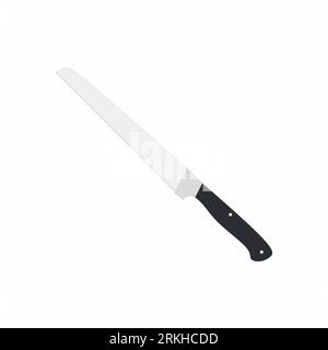 Bread knife. Cooking utensils, kitchenware icons isolated on a white background. Food preparation concept. The culinary and cooking meal vector illust Stock Vector