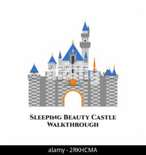Sleeping Beauty Castle. A fairy tale castle at the center of Disneyland and formerly at Hong Kong Disneyland. Such a beautiful attraction and must-see Stock Vector