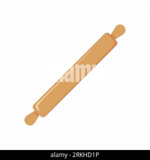 Dough rolling pin. Kitchen utensils, kitchenware icons isolated on a white background. Cooking stuff for menu decoration. Flat cartoon design vector i Stock Vector