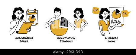 Negotiation skills and strategy in business concept Stock Vector
