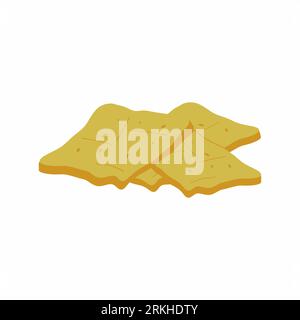 Oat cookies whole isolated on a white background. Sweet bakery snack in cartoon style. Spikelet of oats, grains and flakes. Vector illustration of cer Stock Vector
