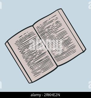 Hand drawn doodle open books. Vector illustration vintage sketchy of book icons elements symbols of reading and learning. School or college students l Stock Vector