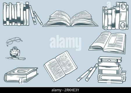 Sketch books ink drawing vintage open book Vector Image