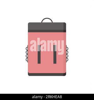 Portable cooler backpack icons isolated on white background. Picnic bag. Touristic camp or vacation equipment in cartoon design. Flat vector illustrat Stock Vector