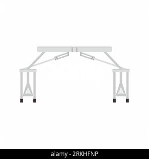 Foldable aluminum picnic or camping table vector illustration. Portable outdoor table icon. Flat cartoon illustration of portable outdoor table isolat Stock Vector