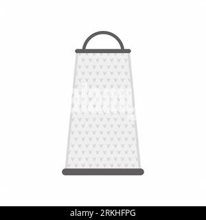 Grater flat icon. Kitchen utensil for food preparation. Cooking equipment concept. Grating piece of parmesan cheese. Vector illustration cartoon flat Stock Vector