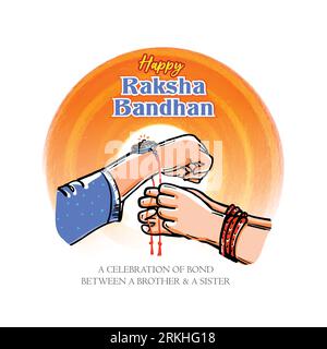 Vector Illustration of hands, Sister hand tying rakhi to brother's wrist during Raksha Bandhan festival or ceremony celebrated across India. Stock Vector