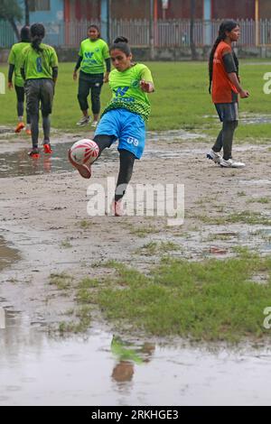 Rugby match between Flame Girls Club and Laxmibazar Rugby Club at Paltan Maydan, Dhaka, Bangladesh, 25 August, 2023. Bangladesh Rugby Federation Union Stock Photo