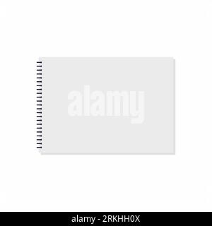 Sketchbook hand drawn flat style. Accessories for studying or working. Paper, sketchbook binder with empty blank pages isolated on white background. V Stock Vector