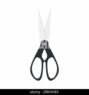 Black scissors isolated on white background. Household tool. Scissors for paper, haircuts, construction etc. Cooking symbol on scissors icon cartoon d Stock Vector
