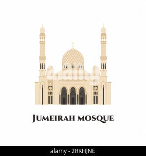 Jumeirah Mosque is a mosque in Dubai City. Highly recommended to visit. Tourist attractions, historical buildings, modern architecture. Must see since Stock Vector