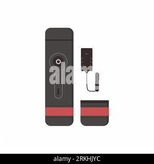 Portable coffee maker set flat design cartoon concept. Enjoy fresh coffee in summer picnic family. Homemade coffee. Manual coffee grinder and scales. Stock Vector