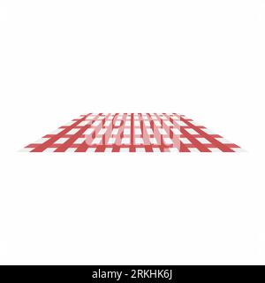 Picnic blanket on a white background. A lying red and white tablecloth for picnic. Summer outdoor picnic concept. Vector flat illustration of outdoor Stock Vector