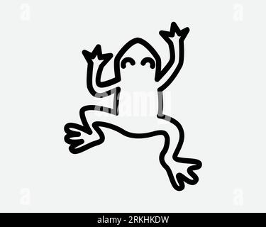 Frog Line Icon Animal Wildlife Cartoon Toad Nature Cute Pet Art Drawing Top View Black White Outline Shape Vector Sign Symbol Clipart Illustration Stock Vector
