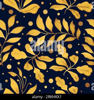 Luxurious and Elegant Gold Flower Pattern. Hand Drawn Seamless Floral Pattern for Fashion, Wallpaper, Wrapping Paper, Background, Fabric, Textile Stock Vector