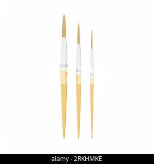 Paintbrushes flat vector illustration. Round paint brush with various sizes artist tools. Painting hobby supply. Professional painter equipment. Carto Stock Vector