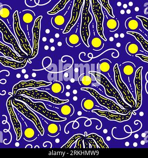 Seamless Floral Pattern in Retro 90s Style. Cute Botanical Contemporary Pattern. Trendy and Vintage Graphics for Fashion, Wallpaper, Wrapping Paper Stock Vector