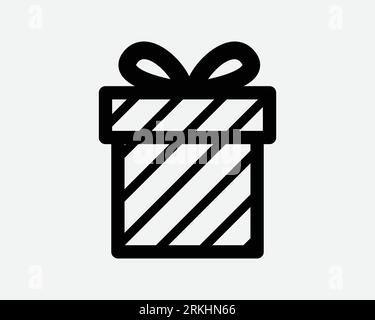 Present Icon Gift Christmas Birthday Package Box Ribbon Valentine Day Surprise Party Pack Celebration Give Gifting Back Line Shape Vector Sign Symbol Stock Vector