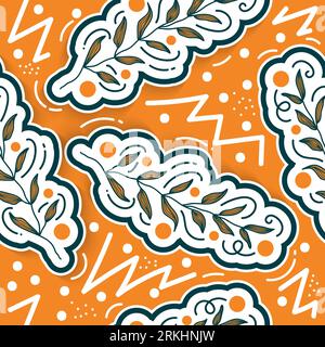 Seamless Floral Pattern in Retro 90s Style. Cute Botanical Contemporary Pattern. Trendy and Vintage Graphics for Fashion, Wallpaper, Wrapping Paper Stock Vector
