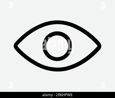 Eye Line Icon Eyesight Sight Watch Watching CCTV Vision Optical Optic One Human Eyeball View Illuminati Spy Look Looking Black Vector Sign Symbol Stock Vector