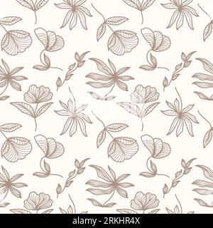 Seamless Cream Floral Pattern on White Background. Floral Motif for Fashion, Wallpaper, Wrapping Paper, Background, Fabric, Textile, Apparel, and Card Stock Vector
