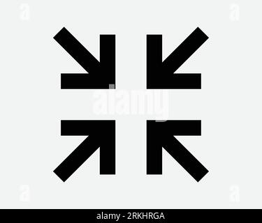 Four Arrows Point In Icon Zoom Out 4 Points Gesture Inside Target Black White Outline Shape Vector Clipart Graphic Illustration Artwork Sign Symbol Stock Vector
