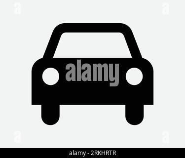 Car Front View Icon. Automotive Motor Vehicle Taxi Cab Approach Black White Outline Shape Vector Clipart Graphic Illustration Artwork Sign Symbol Stock Vector