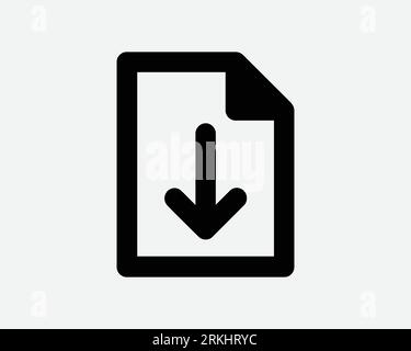 Download File Document Web Page Archive Storage Save Paper Text Icon Black White Outline Shape Vector Clipart Graphic Illustration Artwork Sign Symbol Stock Vector