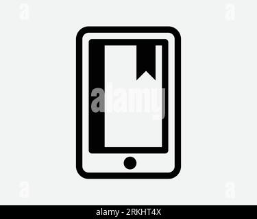 Ebook Icon E Book Electronic Reader Reading App Device Digital Page Screen Tablet Black White Outline Shape Vector Clipart Graphic Artwork Sign Symbol Stock Vector