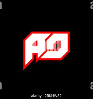 AD letter logo design on black background. AD creative initials letter logo concept. ad icon design. AD white and red letter icon design on black back Stock Vector