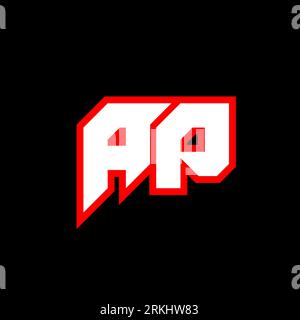 AP letter logo design on black background. AP creative initials letter logo concept. ap icon design. AP white and red letter icon design on black back Stock Vector