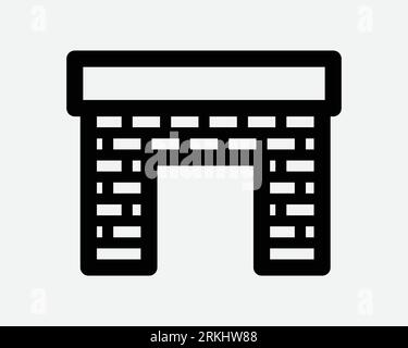 Fireplace Structure Icon Fire Place Burner House Heater Heat Furniture Brick Christmas Interior Design Traditional Black White Shape Vector Sign Symbo Stock Vector