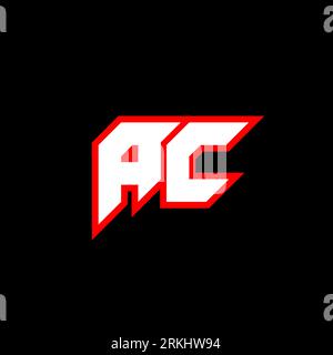 AC letter logo design on black background. AC creative initials letter logo concept. ac icon design. AC white and red letter icon design on black back Stock Vector