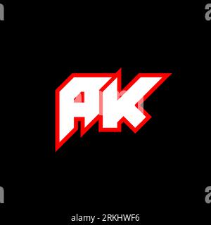 AK letter logo design on black background. AK creative initials letter logo concept. ak icon design. AK white and red letter icon design on black back Stock Vector