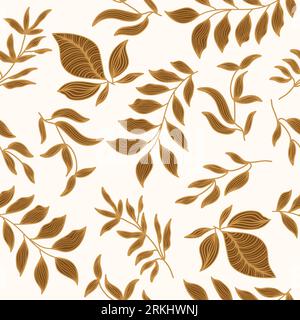 Elegant Gold Floral Pattern. Hand Drawn Seamless Flower Pattern for Fashion, Wallpaper, Wrapping Paper, Background, Print, Fabric, Textile, Apparel Stock Vector