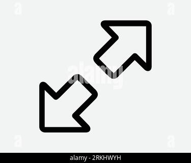 Zoom In Out Arrow Line Icon Two 2 Arrows Gesture Swipe Point Pointer Navigation Mobile Tablet Full Screen Fullscreen Black White Vector Sign Symbol Stock Vector