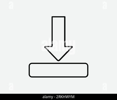 Download Line Icon Downloader Load Arrow Button Storage Data Internet Connection Black White Line Shape Vector Clipart Graphic Artwork Sign Symbol Stock Vector