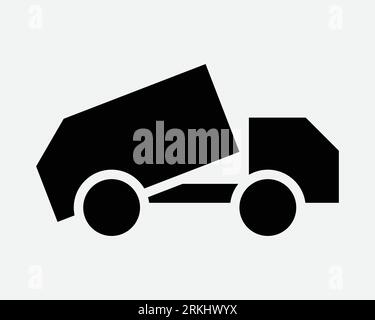 Dump Truck Icon Garbage Rubbish Lorry Construction Transport Heavy Vehicle Black White Shape Vector Clipart Graphic Illustration Artwork Sign Symbol Stock Vector