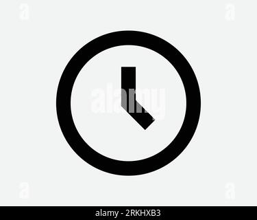 Round Clock Icon Time Watch Countdown Alarm Timer Deadline Circle Dial Black White Outline Shape Vector Clipart Illustration Artwork Sign Symbol Stock Vector