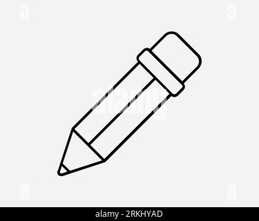 Pencil Edit Line Icon Pen Stationery Office Study Write Draw Black White Thin Outline Shape Vector Clipart Graphic Illustration Artwork Sign Symbol Stock Vector