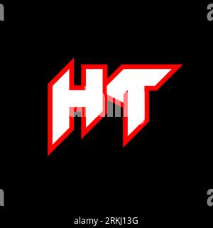 HT logo design, initial HT letter design with sci-fi style. HT logo for game, esport, Technology, Digital, Community or Business. H T sport modern Ita Stock Vector
