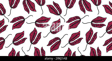 Elegant Red Flower Pattern with Hand Drawn Style. Vintage Seamless Floral Pattern for Fashion, Wallpaper, Wrapping Paper, Background, Fabric, Textile Stock Vector