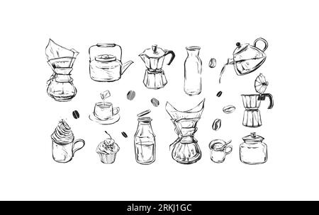 https://l450v.alamy.com/450v/2rkj1gc/set-of-coffee-elements-kettle-mug-and-cups-trending-vector-ink-sketch-drawing-illustrations-set-for-coffee-shop-and-restaurant-menu-hand-drawn-2rkj1gc.jpg