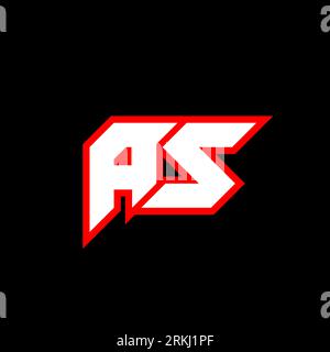 AS letter logo design on black background. AS creative initials letter logo concept. as icon design. AS white and red letter icon design on black back Stock Vector