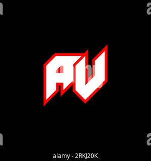 AV letter logo design on black background. AV creative initials letter logo concept. av icon design. AV white and red letter icon design on black back Stock Vector