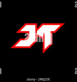 JT logo design, initial JT letter design with sci-fi style. JT logo for game, esport, Technology, Digital, Community or Business. J T sport modern Ita Stock Vector